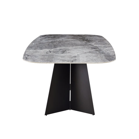 Euro Style Lizarte 94 Inch Ceramic Top Dining Table for 8, Matte Dark Gray