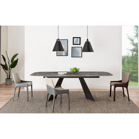 Euro Style Lizarte 94 Inch Ceramic Top Dining Table for 8, Matte Dark Gray