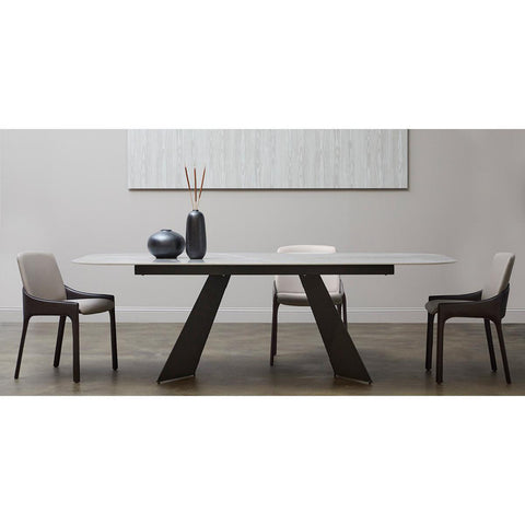 Euro Style Lizarte 94 Inch Ceramic Top Dining Table for 8, Matte Dark Gray