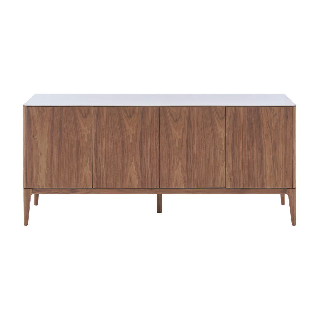 Eurostyle Haldis 71 Inch Ceramic Top Sideboard with Push-Open Doors, Walnut