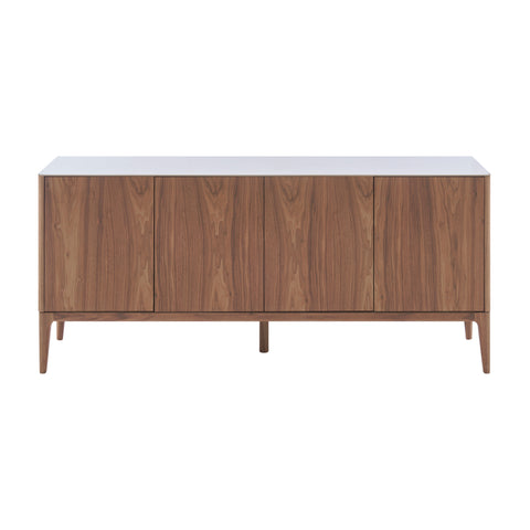 Eurostyle Haldis 71 Inch Ceramic Top Sideboard with Push-Open Doors, Walnut
