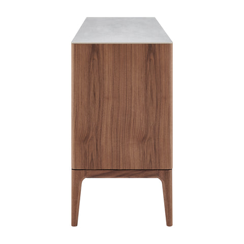 Eurostyle Haldis 71 Inch Ceramic Top Sideboard with Push-Open Doors, Walnut