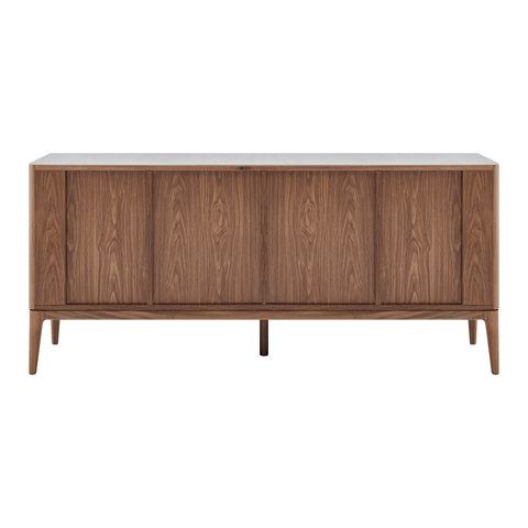 Eurostyle Haldis 71 Inch Ceramic Top Sideboard with Push-Open Doors, Walnut