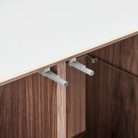 Eurostyle Haldis 71 Inch Ceramic Top Sideboard with Push-Open Doors, Walnut