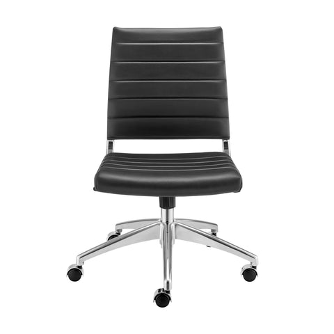 Black/Aluminum / Armless Low Back Office Chair