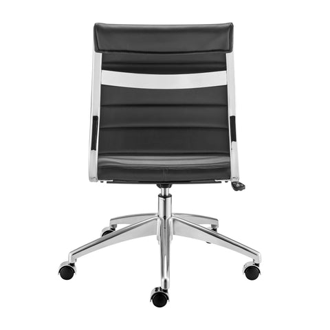 Black/Aluminum / Armless Low Back Office Chair