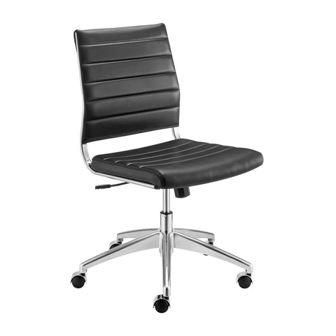 Black/Aluminum / Armless Low Back Office Chair