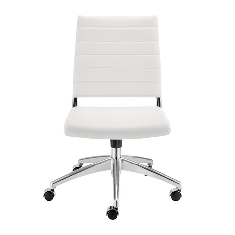 White/Aluminum / Armless Low Back Office Chair