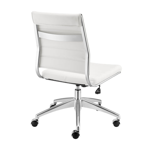 White/Aluminum / Armless Low Back Office Chair