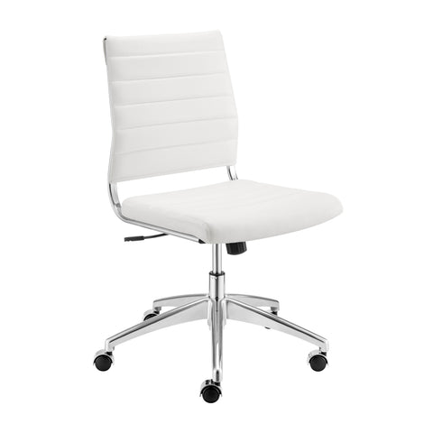 White/Aluminum / Armless Low Back Office Chair