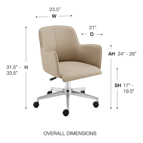 Eurostyle Sunny Pro Leatherette Swivel Office Chair with Chrome Base, Taupe