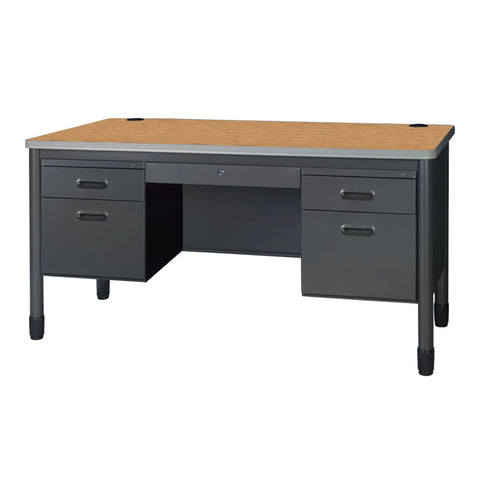 Medium / Grey / 60 Double Pedestal w/ Center Drawer