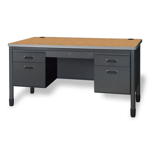 Medium / Grey / 60 Double Pedestal w/ Center Drawer