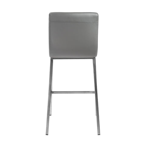 Euro Style Scott Leatherette Counter Stools, Brushed Steel, Set of 2, Gray