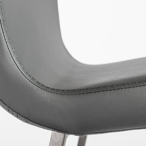 Euro Style Scott Leatherette Counter Stools, Brushed Steel, Set of 2, Gray