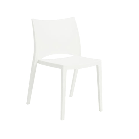 Eurostyle Leslie Stackable Outdoor Polypropylene Chairs, Set of 2, White