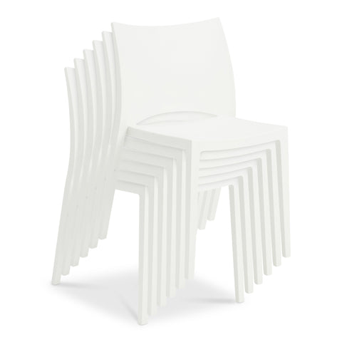 Eurostyle Leslie Stackable Outdoor Polypropylene Chairs, Set of 2, White