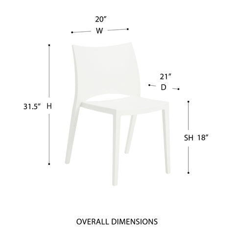 Eurostyle Leslie Stackable Outdoor Polypropylene Chairs, Set of 2, White