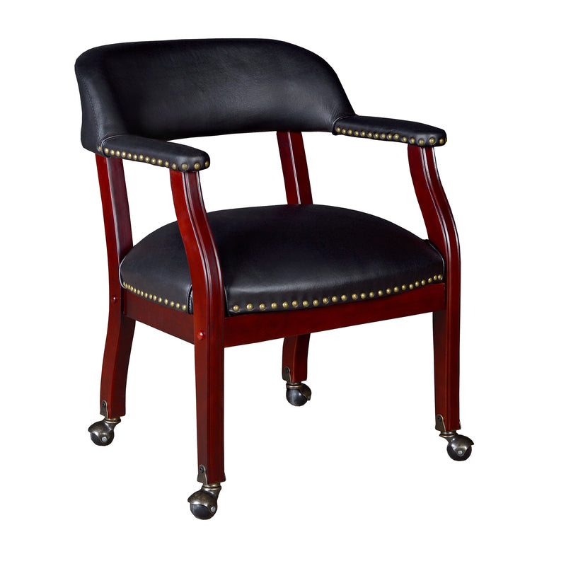 Regency Ivy League Low Curved Back Guest Chair with Saddle Seat and Brass Casters, Mobile Wood Guest Seating for Offices Libraries Reception Areas Conference Rooms Executive Suites and Professional Workspaces – Black