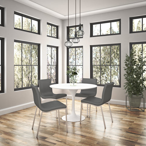 Matte White/High Gloss White / 40 Round Dining Table