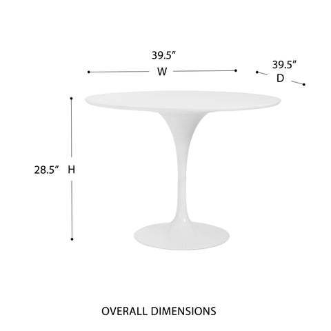 Matte White/High Gloss White / 40 Round Dining Table