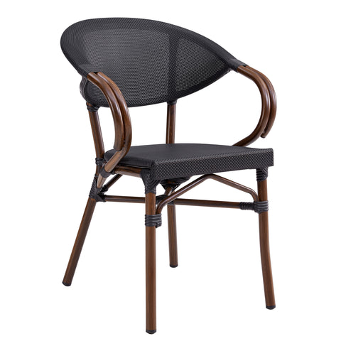 Eurostyle Jannie Stackable Outdoor Textilene Armchairs, Set of 2, Brown