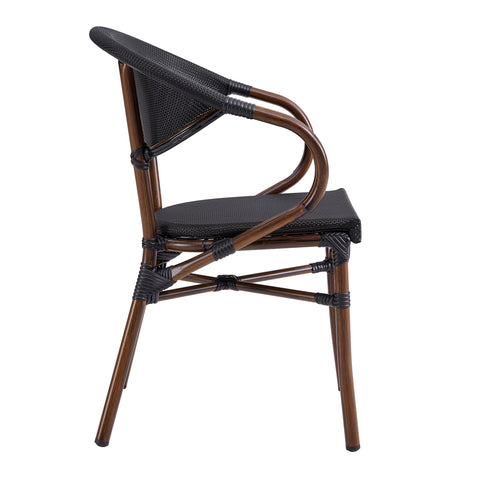 Eurostyle Jannie Stackable Outdoor Textilene Armchairs, Set of 2, Brown