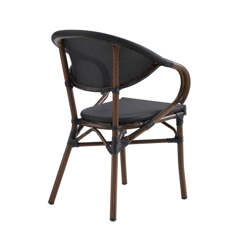 Eurostyle Jannie Stackable Outdoor Textilene Armchairs, Set of 2, Brown