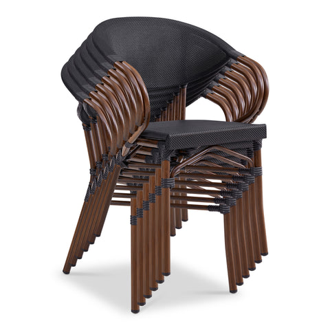 Eurostyle Jannie Stackable Outdoor Textilene Armchairs, Set of 2, Brown