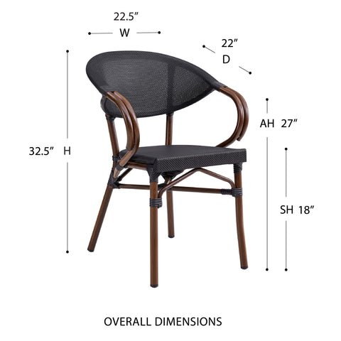 Eurostyle Jannie Stackable Outdoor Textilene Armchairs, Set of 2, Brown