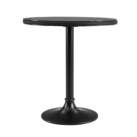 Eurostyle Erlend 30 Inch Outdoor Tempered Glass Bistro Table for 4, Black