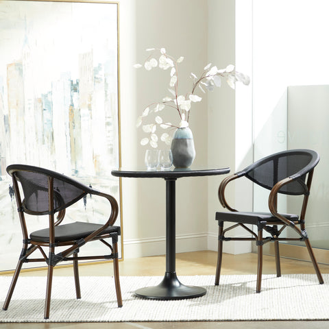 Eurostyle Erlend 30 Inch Outdoor Tempered Glass Bistro Table for 4, Black