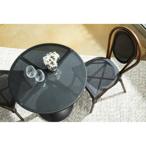 Eurostyle Erlend 30 Inch Outdoor Tempered Glass Bistro Table for 4, Black