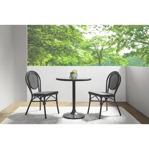 Eurostyle Erlend 30 Inch Outdoor Tempered Glass Bistro Table for 4, Black