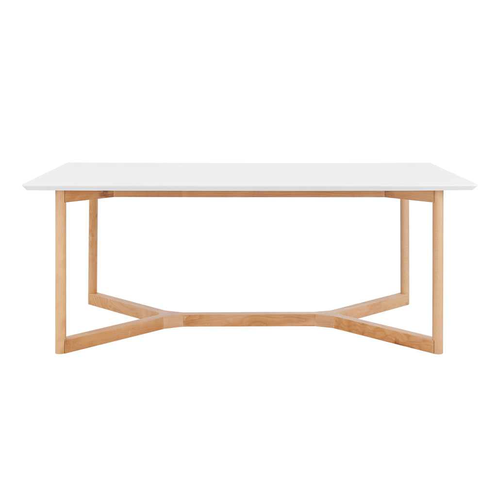 Eurostyle Aren 79 Inch Dining Table for 8, White Top, Natural Beech Base