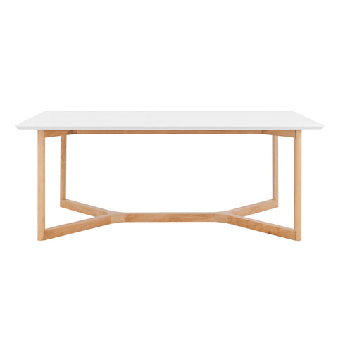 Eurostyle Aren 79 Inch Dining Table for 8, White Top, Natural Beech Base