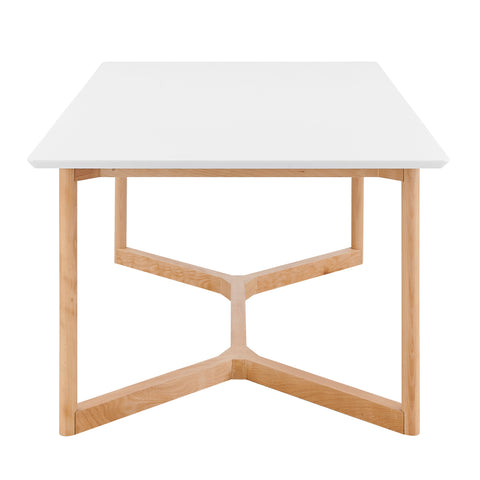 Eurostyle Aren 79 Inch Dining Table for 8, White Top, Natural Beech Base