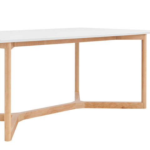 Eurostyle Aren 79 Inch Dining Table for 8, White Top, Natural Beech Base