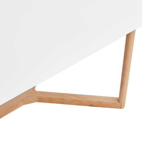 Eurostyle Aren 79 Inch Dining Table for 8, White Top, Natural Beech Base
