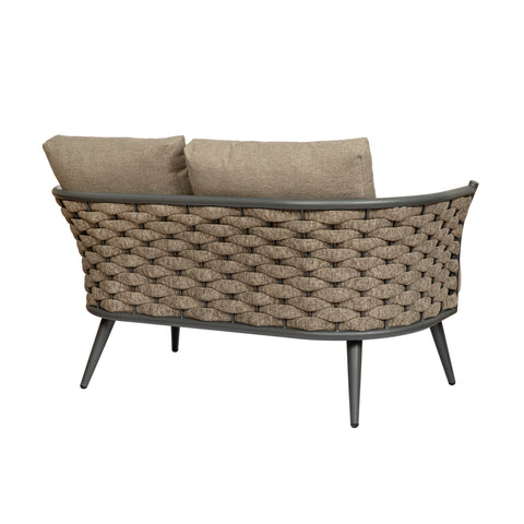 Eurostyle Solna Outdoor Loveseat, Water-Repellent Taupe Fabric, Gray Frame