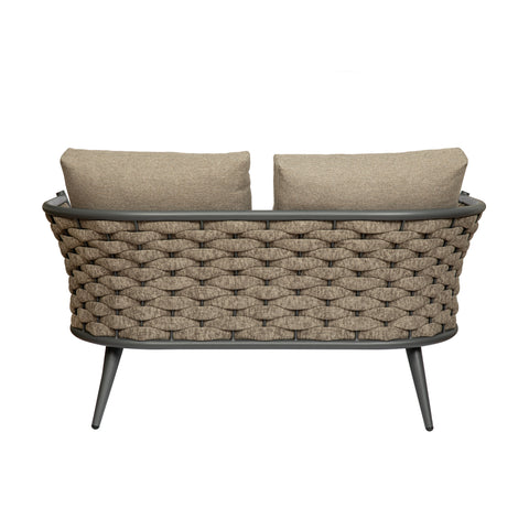 Eurostyle Solna Outdoor Loveseat, Water-Repellent Taupe Fabric, Gray Frame