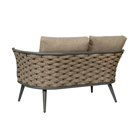 Eurostyle Solna Outdoor Loveseat, Water-Repellent Taupe Fabric, Gray Frame