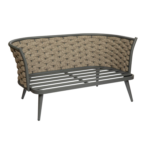 Eurostyle Solna Outdoor Loveseat, Water-Repellent Taupe Fabric, Gray Frame