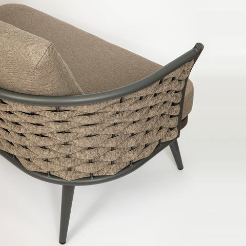 Eurostyle Solna Outdoor Loveseat, Water-Repellent Taupe Fabric, Gray Frame