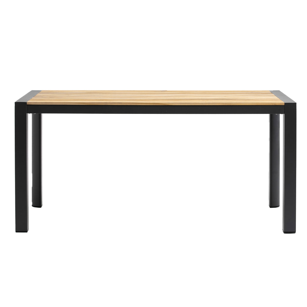 Eurostyle Skog 63 Inch Outdoor Dining Table for 6, Teak Top, Anthracite