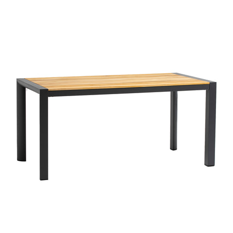 Eurostyle Skog 63 Inch Outdoor Dining Table for 6, Teak Top, Anthracite
