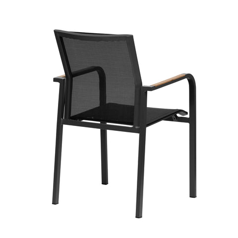 Eurostyle Tristan Stackable Outdoor Textilene Armchairs, Set of 2, Black