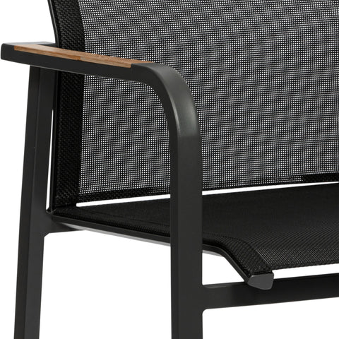 Eurostyle Tristan Stackable Outdoor Textilene Armchairs, Set of 2, Black
