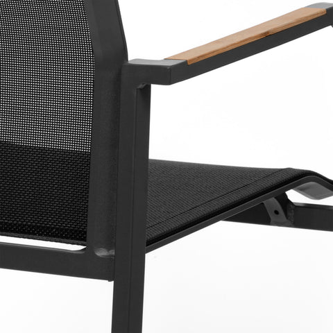Eurostyle Tristan Stackable Outdoor Textilene Armchairs, Set of 2, Black