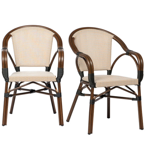 Eurostyle Ivan Stackable Outdoor Textilene Armchairs, Set of 2, Tan White